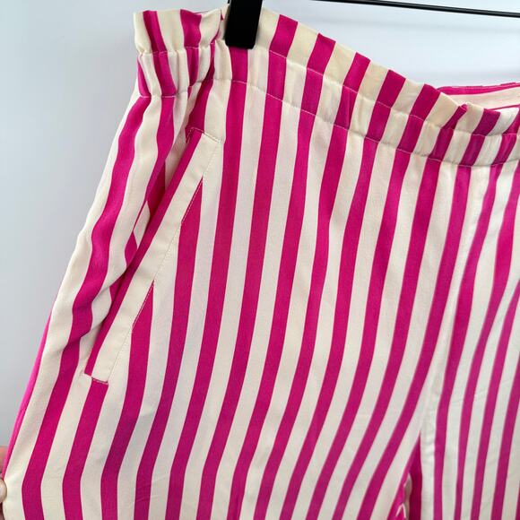 Henri Bendel Classics‎ Women's Pink White 100% Silk Striped Pants Size 16/XL - Picture 4 of 6